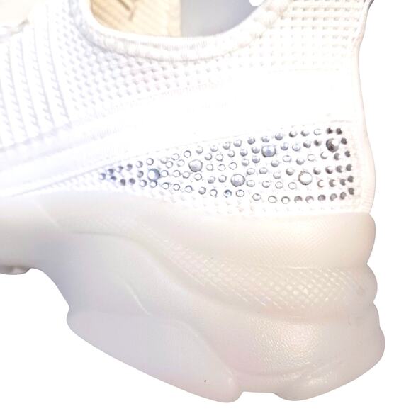 NEW! bebe Sneakers ANALIA Sz 9.5 Crystals WHITE Rhinestones Embellished Luxe - Picture 7 of 16
